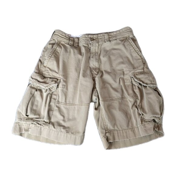 Vintage Polo Ralph Lauren Paratrooper Cargo Shorts Mens 35 Military Heavy Khaki - Picture 1 of 5